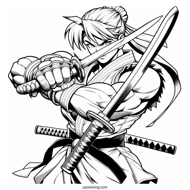 Street Fighter Coloring Page Of Ibuki Holding Kunai In Both Hands