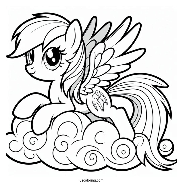 Rainbow Dash With Folded Wings On Cloud