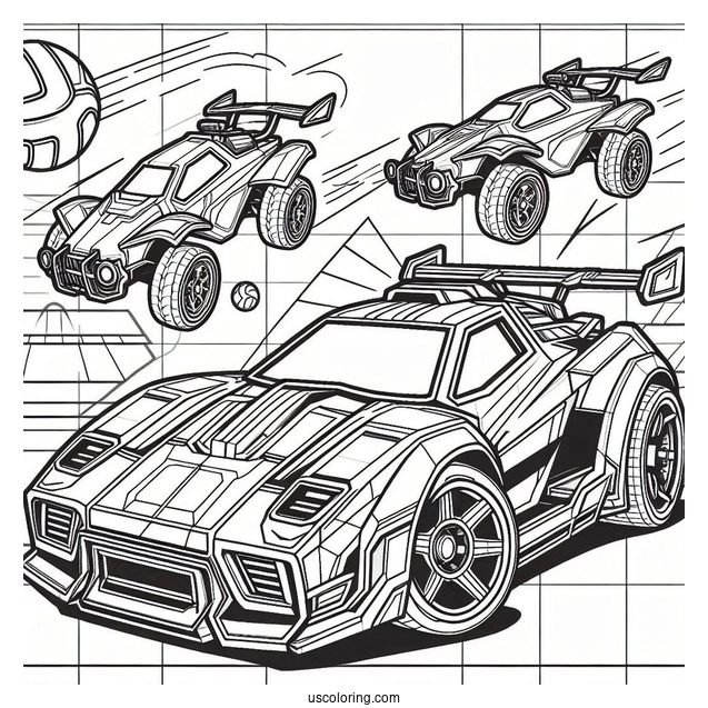 Rocket League Coloring Page Battle Cars Poster For Kids