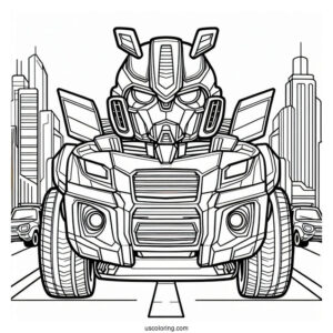 Autobot Bumblebee Coloring Page Form In The City