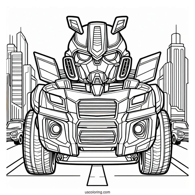 Autobot Bumblebee Coloring Page Form In The City