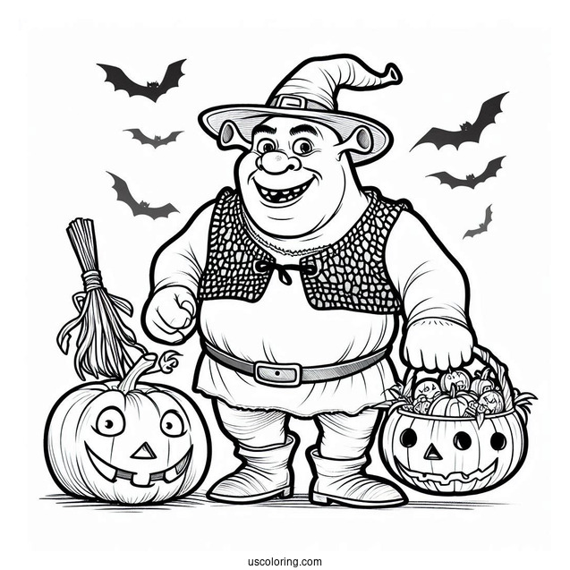 Halloween Themed Shrek Coloring Page