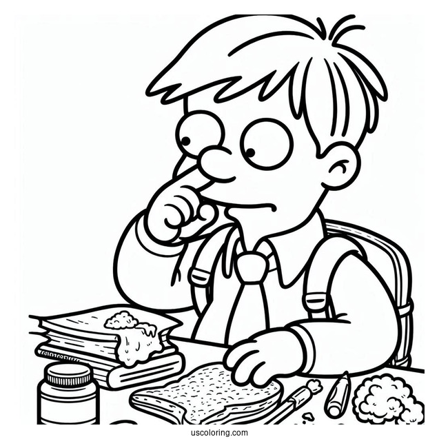 Simpsons Coloring Pages Of Ralph Wiggum Picking His Nose For Kids