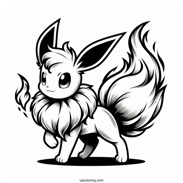 Flareon Eevee In Battle Stance Coloring In