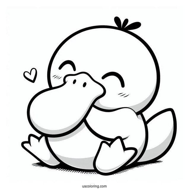 Psyduck Coloring Page Holding Its Head For Preschoolers