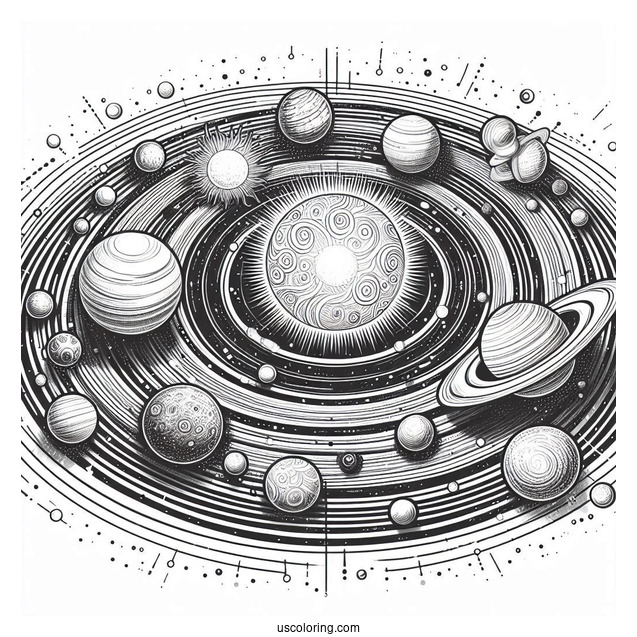 Birds Eye View Of Solar System Coloring Page