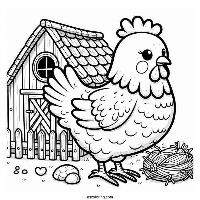 Farm Chicken To Color