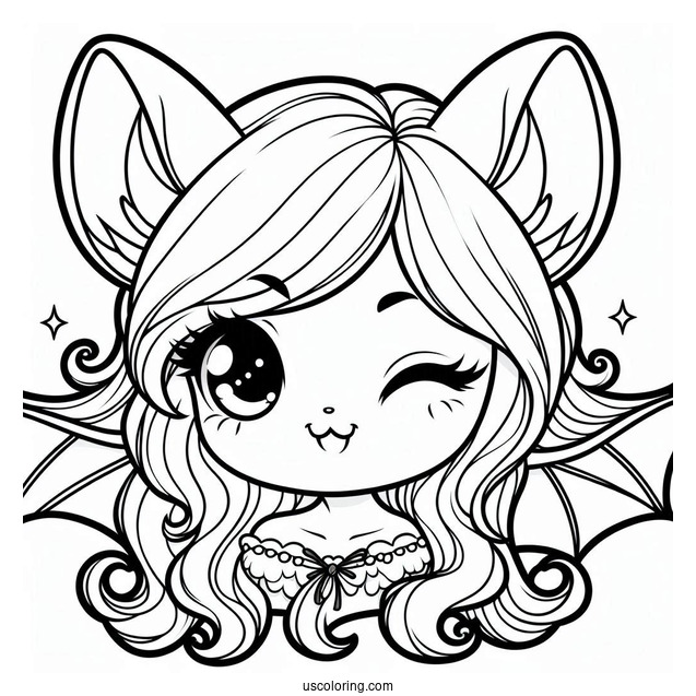 Winking Bat Coloring Page For Kids