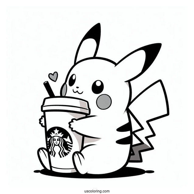 Pikachu Hugging Starbucks Cup