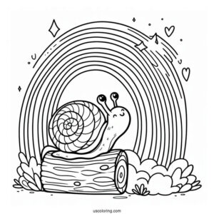 Snail Climbing Up A Rainbow Coloring Page For Kids