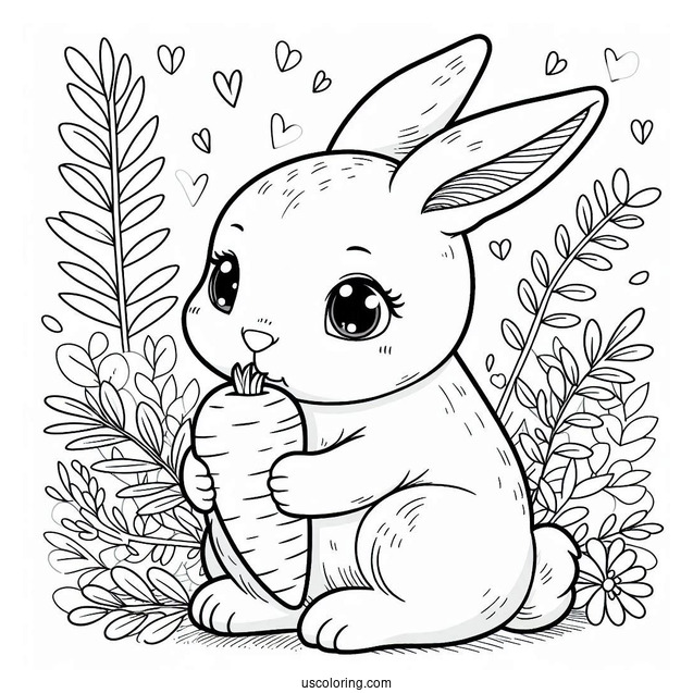 Rabbit Coloring Page Eating A Carrot