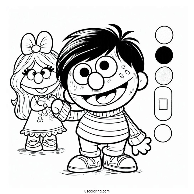 Cute Chibi Ernie Coloring Sheet For Kids