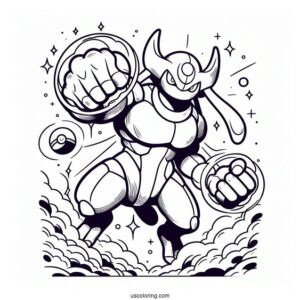 Machamp Seismic Toss Pokemon Card Coloring Page For Kids