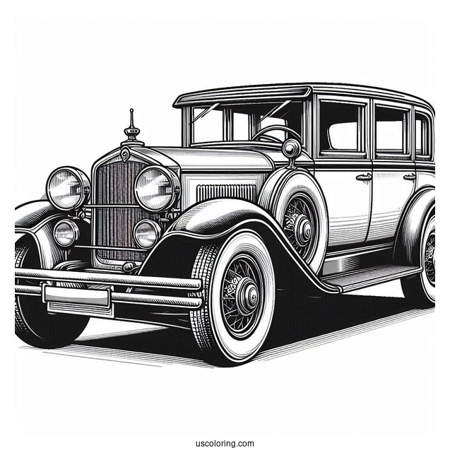 Vintage Sedan Car Coloring Page