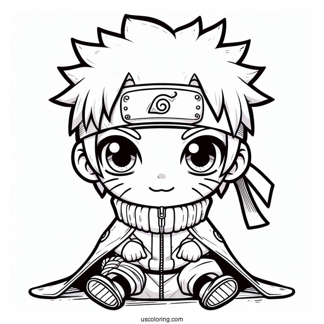 Adorable Chibi Naruto Coloring Page For Preschoolers