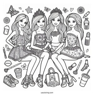 Barbie Friends Forever Coloring Page