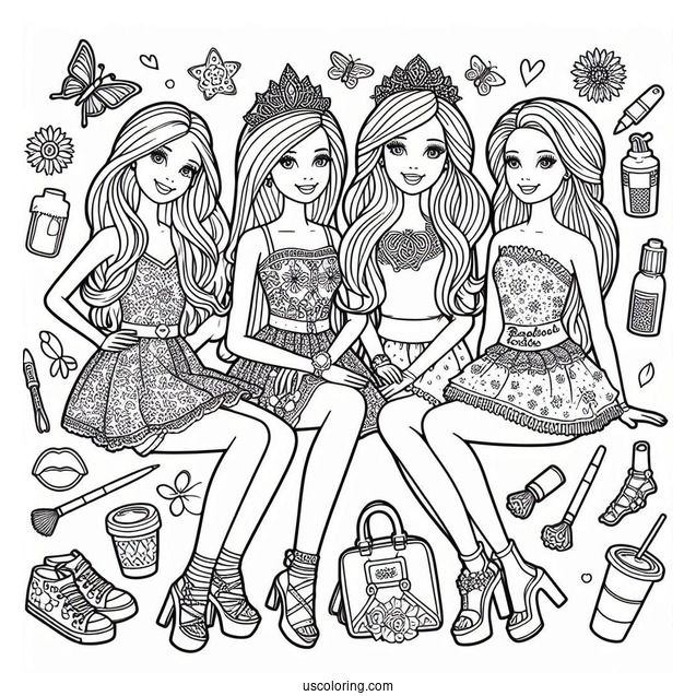 Barbie Friends Forever Coloring Page