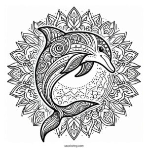 Mandala Dolphin Coloring Page For Adults