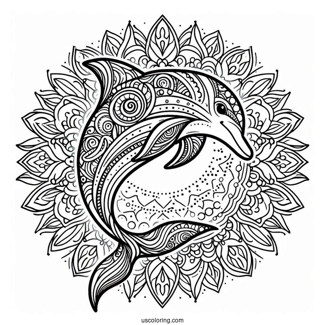 Mandala Dolphin Coloring Page For Adults