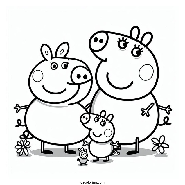 Mummy And Daddy Pig With Peppa And George