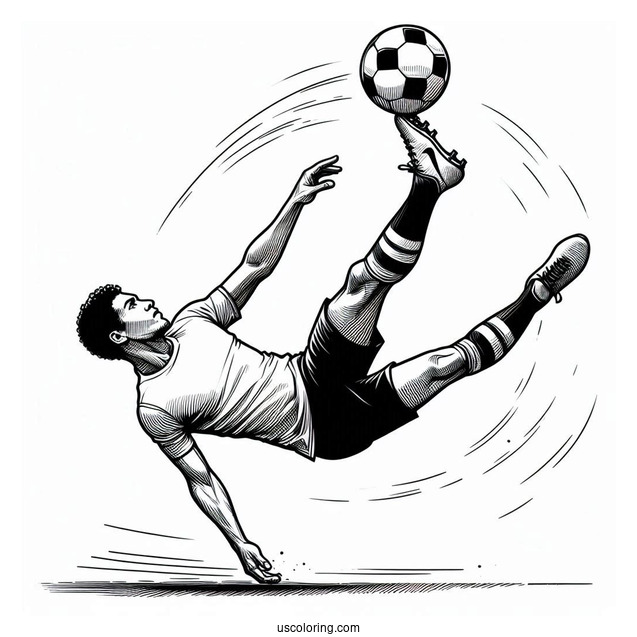 Soccer Player Doing Bicycle Kick To Color