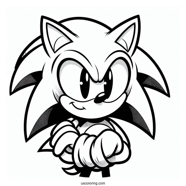 Detailed Super Sonic Coloring Page With Arms Crossed
