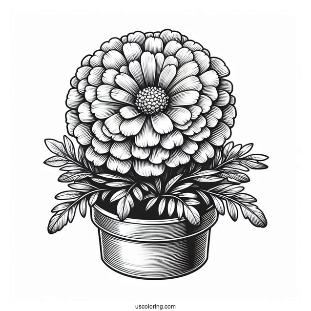 Flower Coloring Pages Of Realistic Pot Marigolds