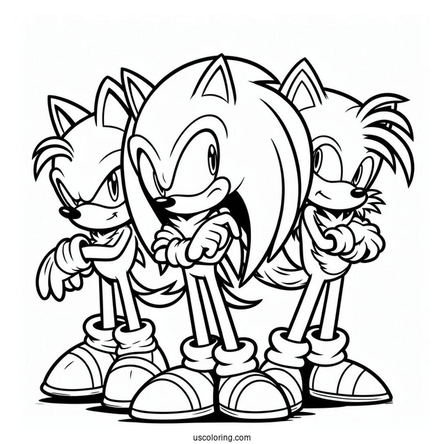 Sonic, Knuckles, And Tails Coloring Page