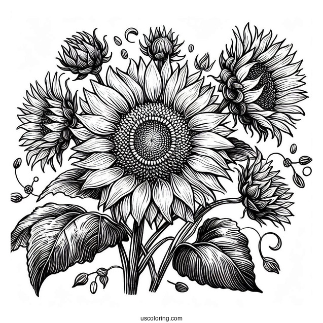 Vincent Van Gogh Sunflowers Coloring Page
