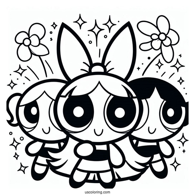Easy Powerpuff Girls Coloring Page For Kids