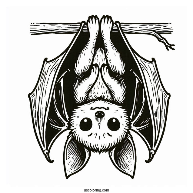 Upside Down Bat Coloring Page