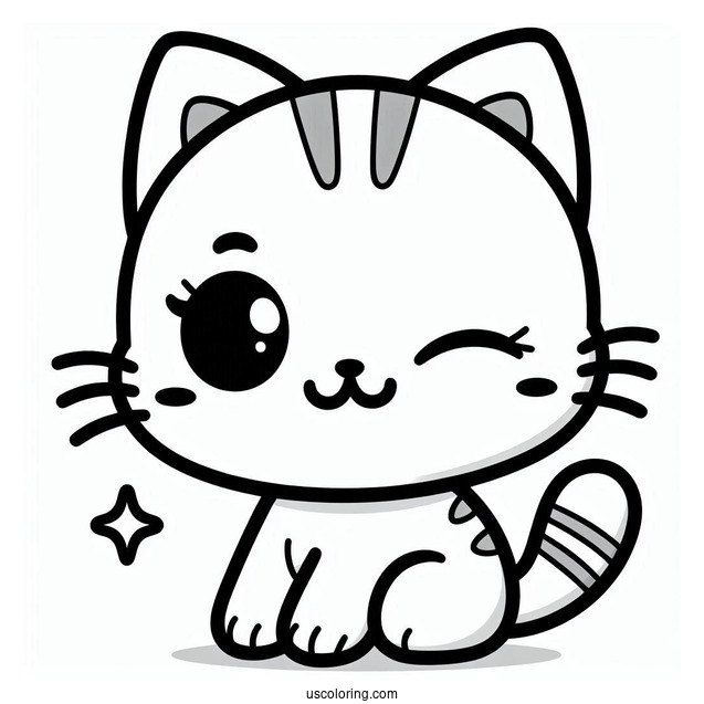 Cartoon Cat Winking Coloring Sheet