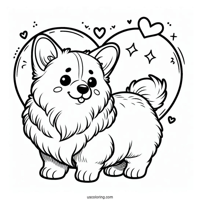 Heart Shaped Corgi Coloring Page Butt