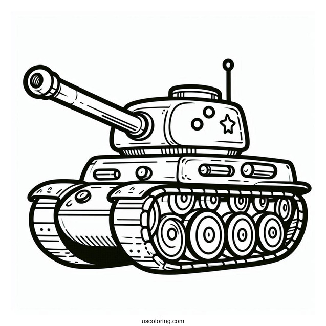 Easy Military Tank Outline for Preschoolers