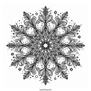 Stellar Snowflake Coloring Page With Round Tips