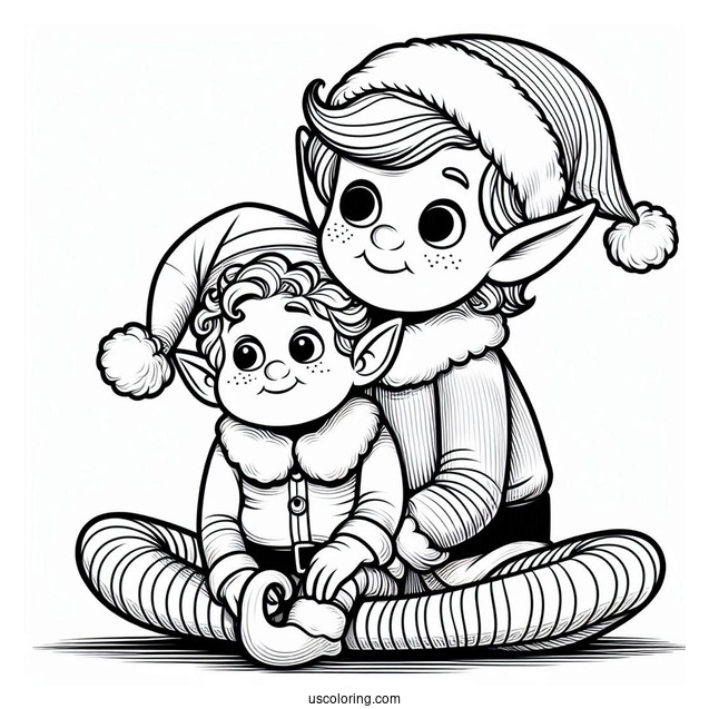 Buddy The Elf Sitting On Poppa Elf To Color