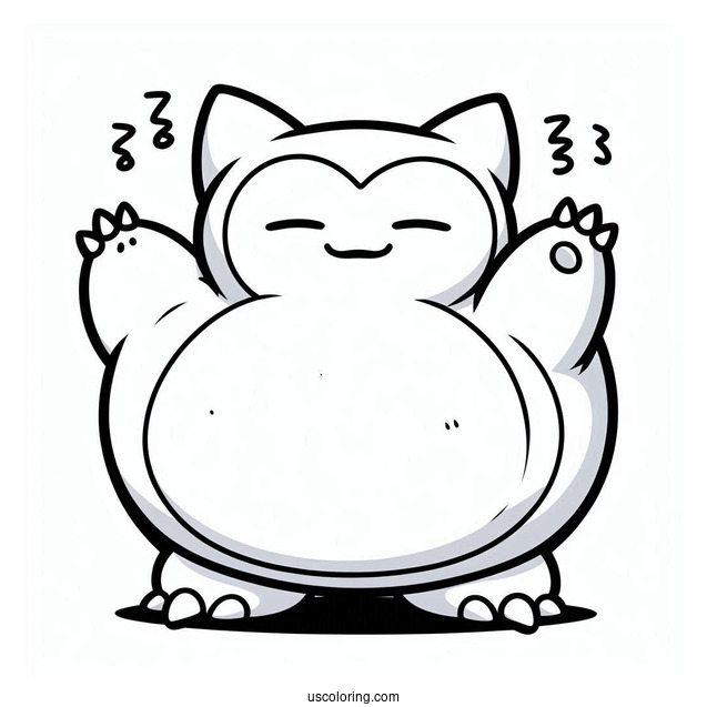 Waving Snorlax Coloring Page For Preschoolers