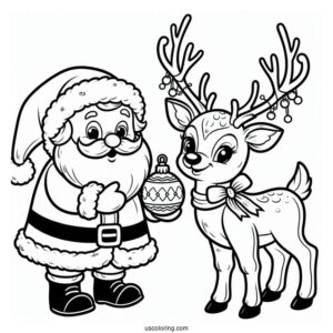 Santa And Rudolph The Reindeer To Color