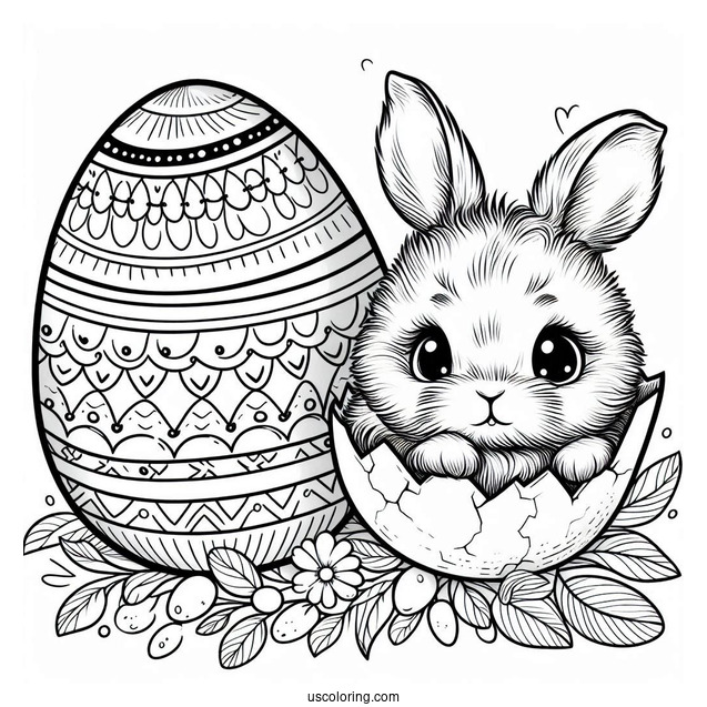Furry Bunny Hatching From Easter Egg