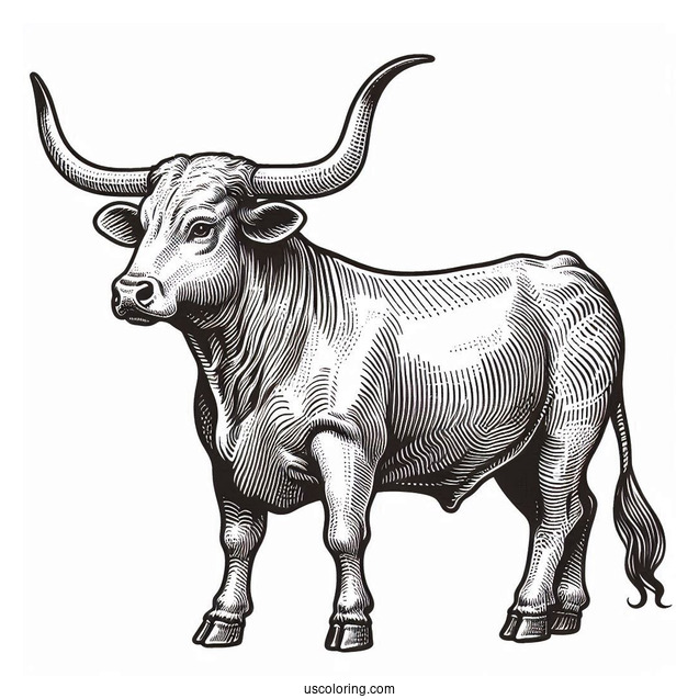 Simple Texas Longhorn Coloring Sheet
