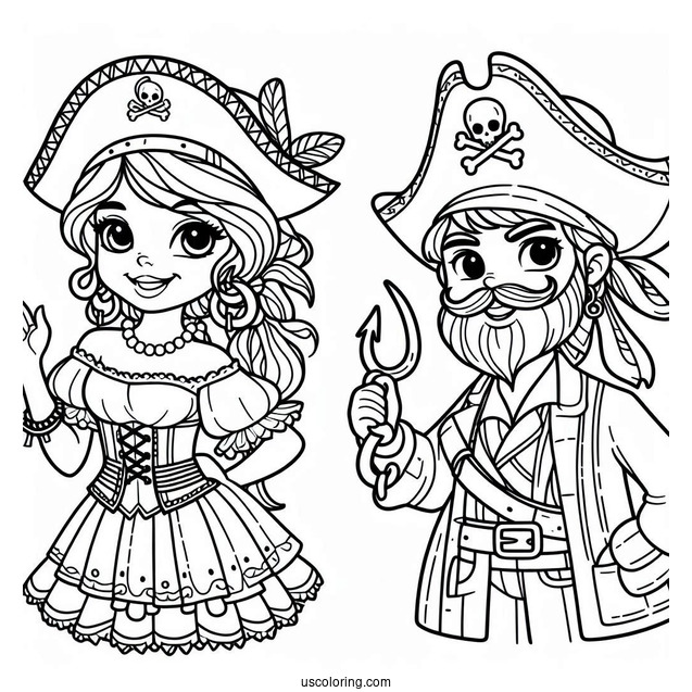 Friendly Pirate Coloring Page With Hook For A Hand For Kids