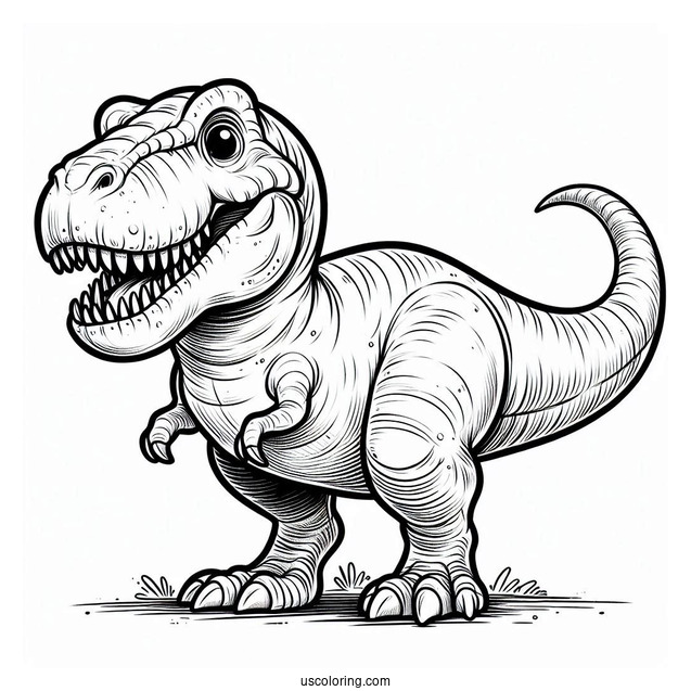 Smiling Tyrannosaurus Rex Coloring Page