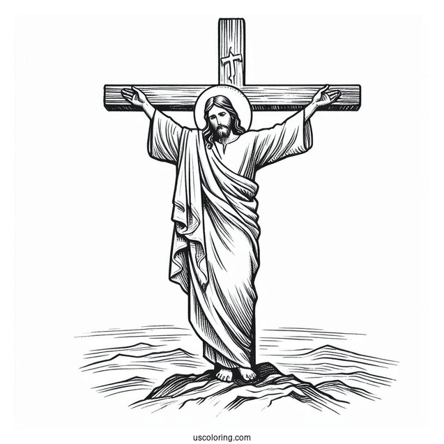 Jesus On Cross Coloring Page