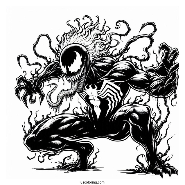 Venom Fighting With Carnage Coloring Page