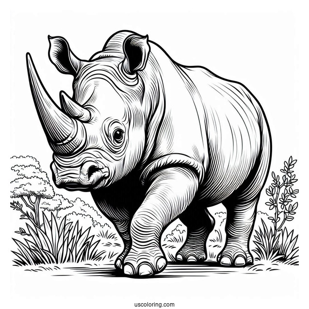 Black Rhino Coloring Page