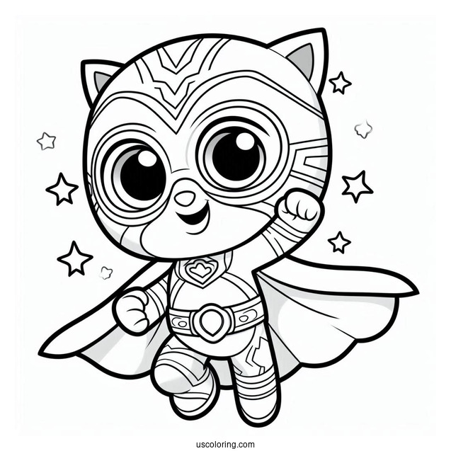 PJ Masks Coloring Page Of Space Owlette Holding Cape