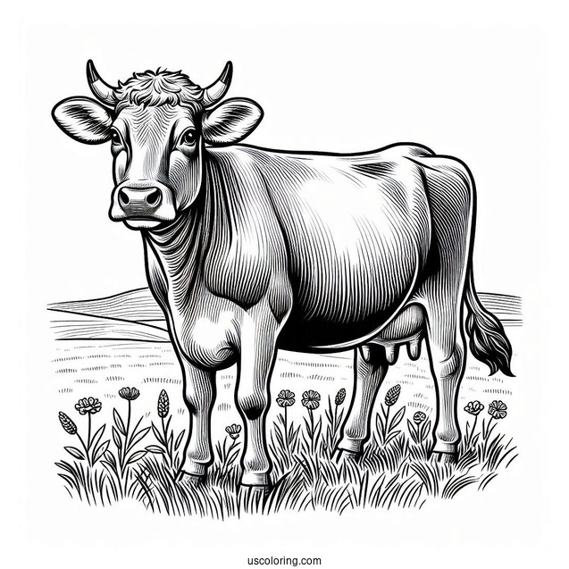 Brown Swiss Cow Standing In Field