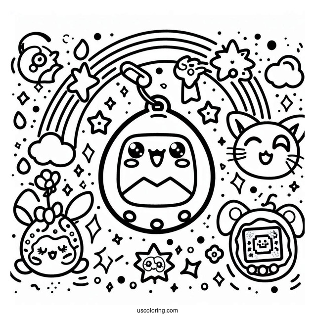 Tamagotchi Coloring Page With Sanrio Characters