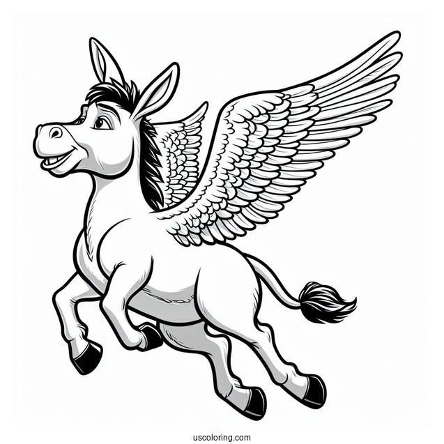 Flying Donkey Coloring Page