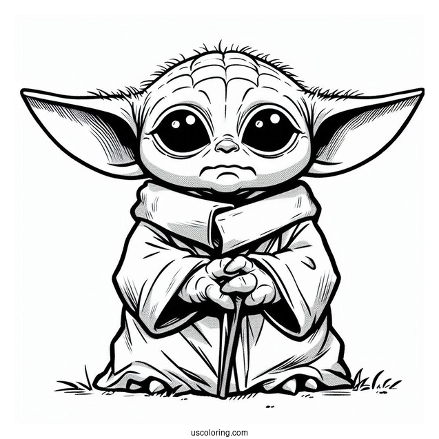 Baby Yoda Using The Force To Color